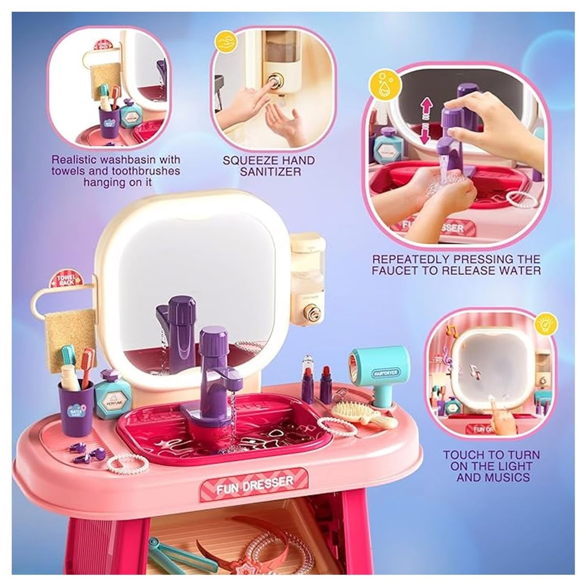 GENERICO - JUGUETE TOCADOR LAVATORIO CON SENSOR