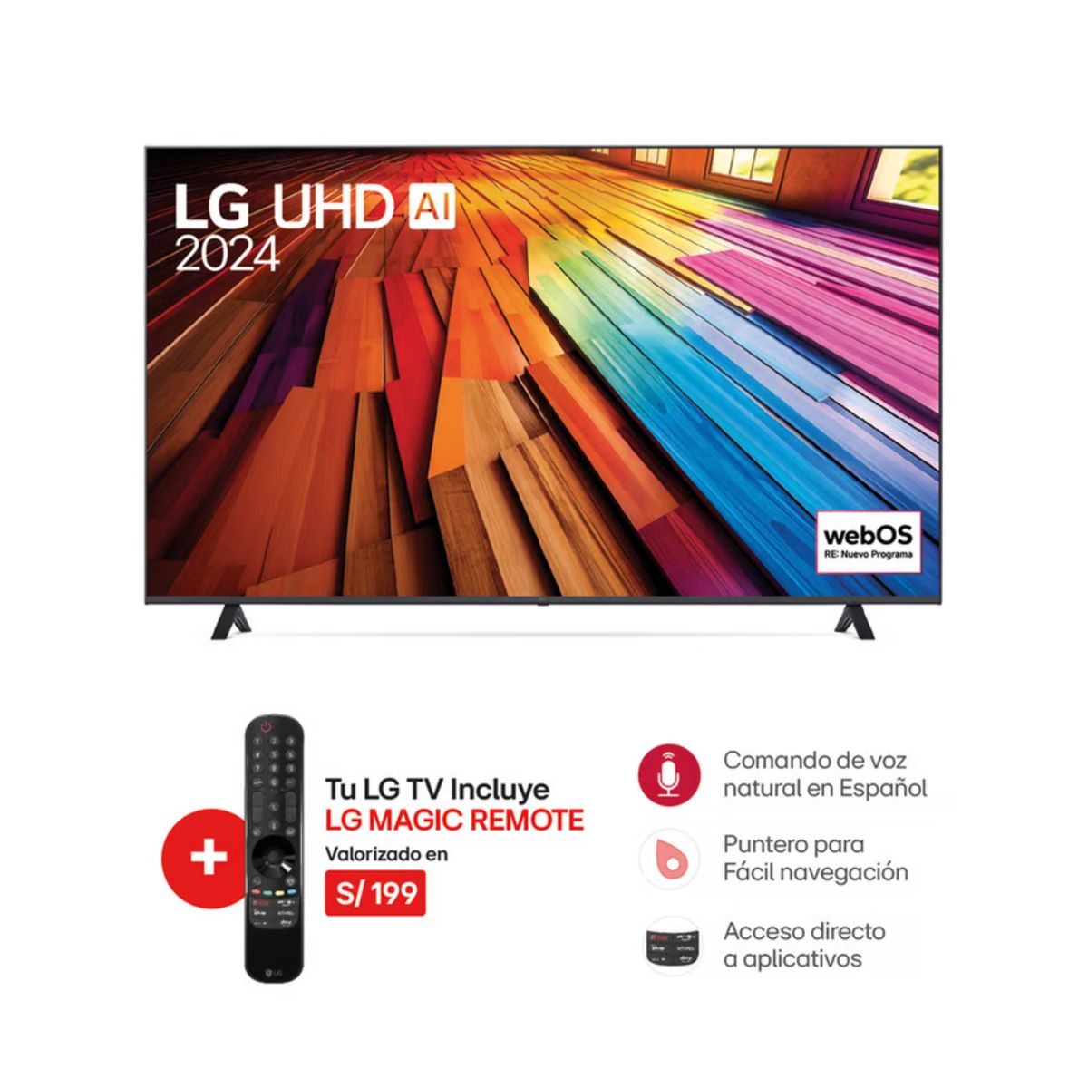 LG - TELEVISOR LG LED 4K ULTRA HD 75 SMART TV CON THINQ AI 75UT8050PSB 2024