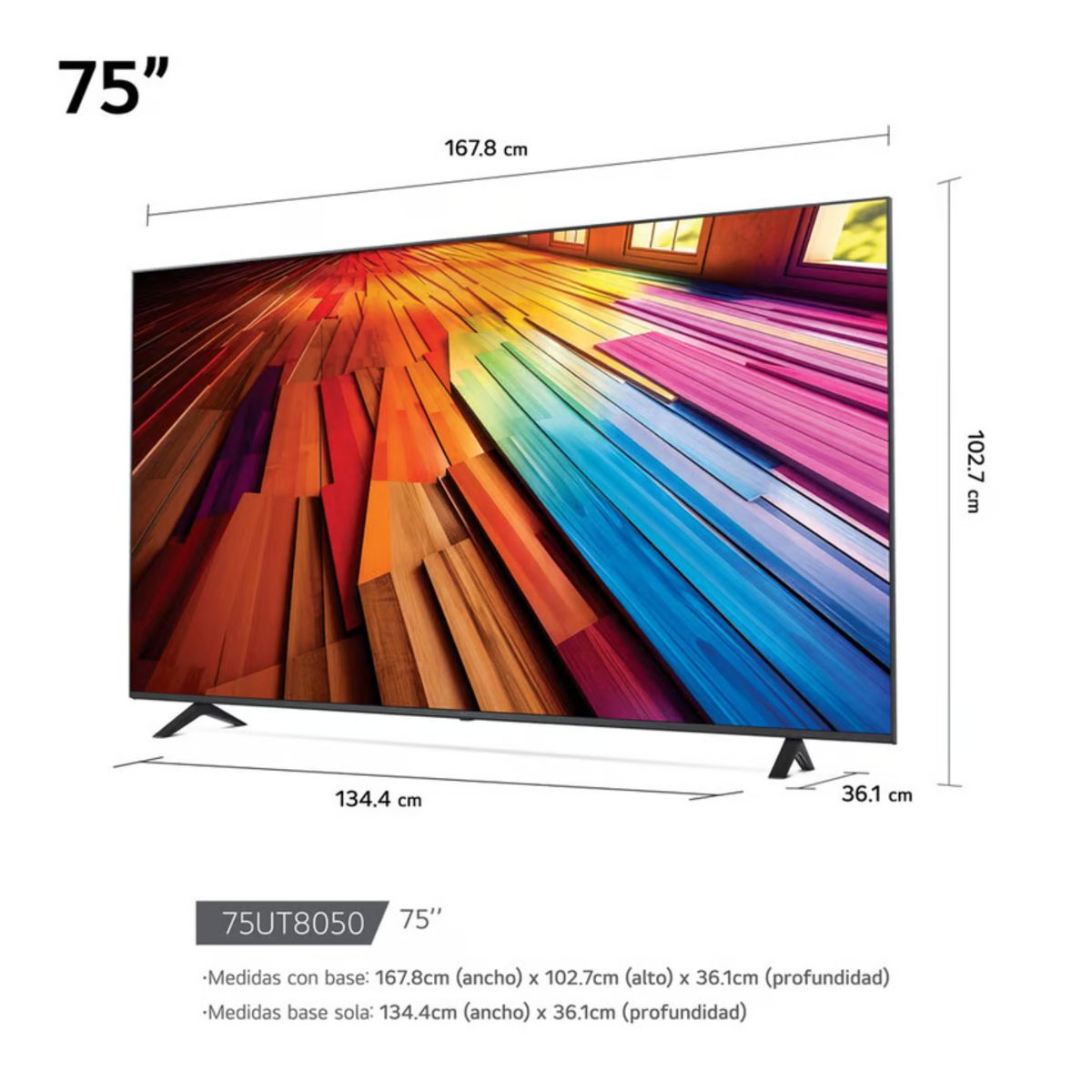 LG - TELEVISOR LG LED 4K ULTRA HD 75 SMART TV CON THINQ AI 75UT8050PSB 2024