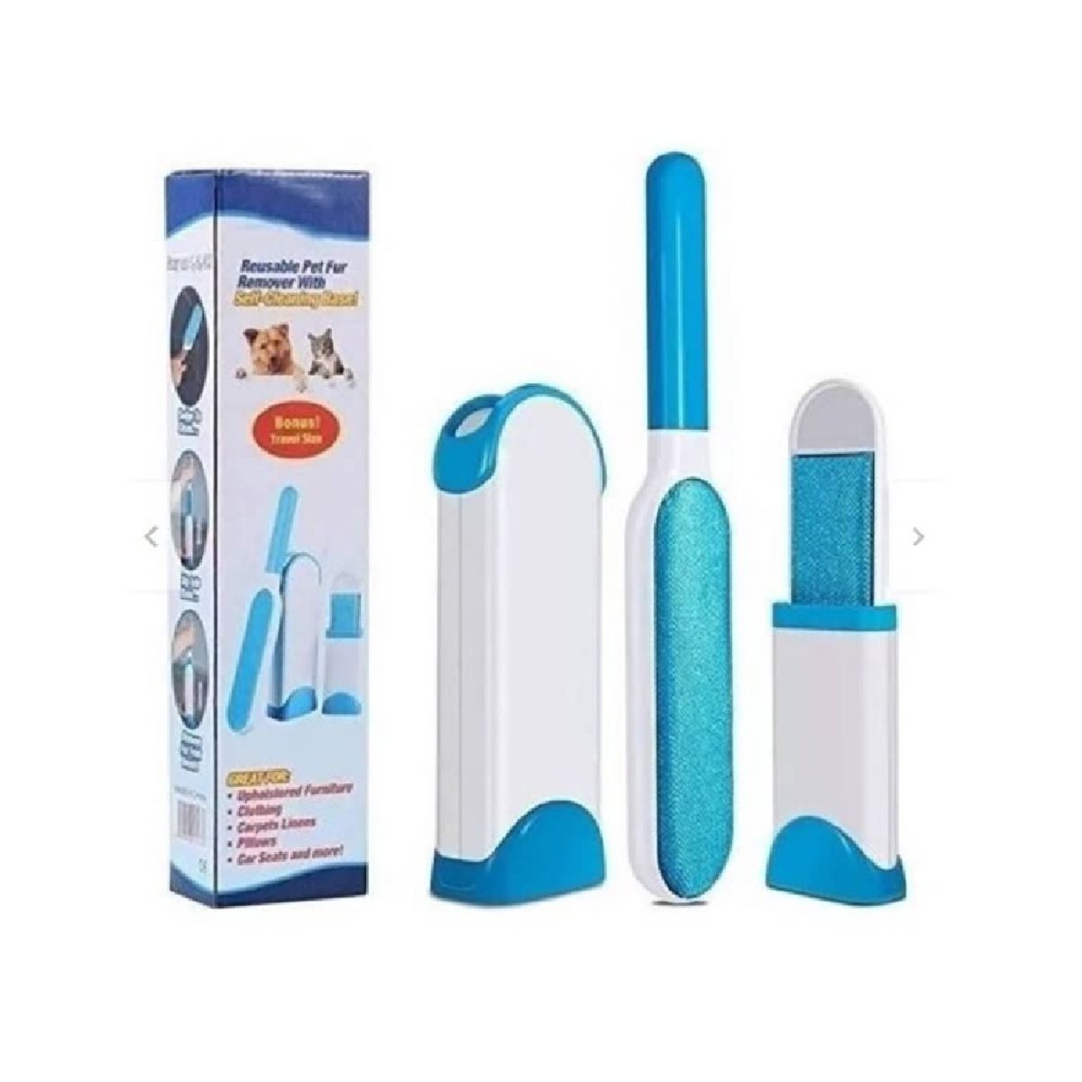 GENERICO - Cepillo removedor de pelusas y pelos reutilizable celeste