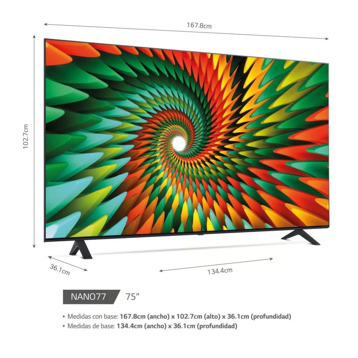 LG - Televisor LG 75 Pulgadas Nanocell Smart Tv WebOS 75NANO77SRA (Nuevo)