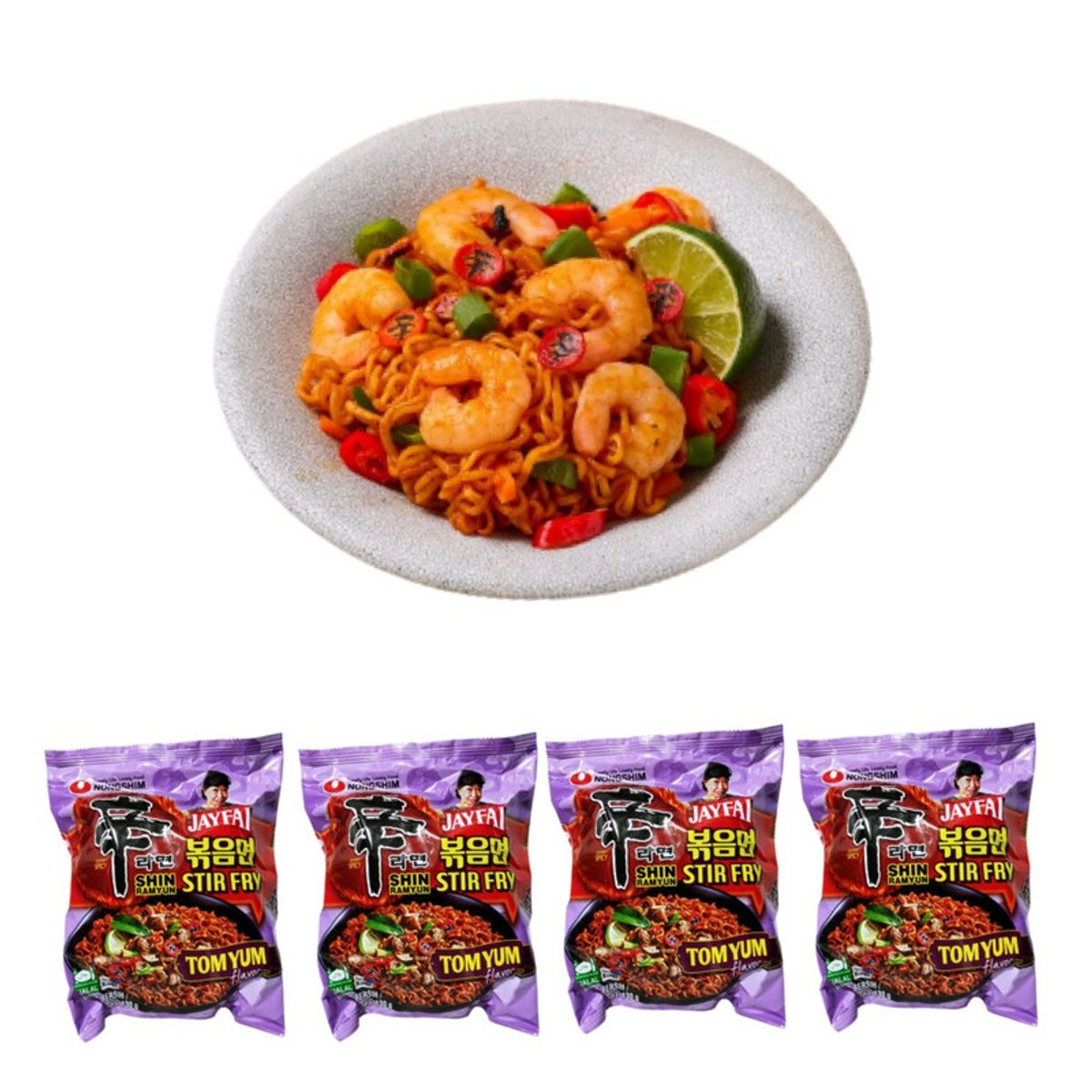 GENERICO - Pack 4u Fideos Ramen Tom Yun Sabor Limon Picante 130gr