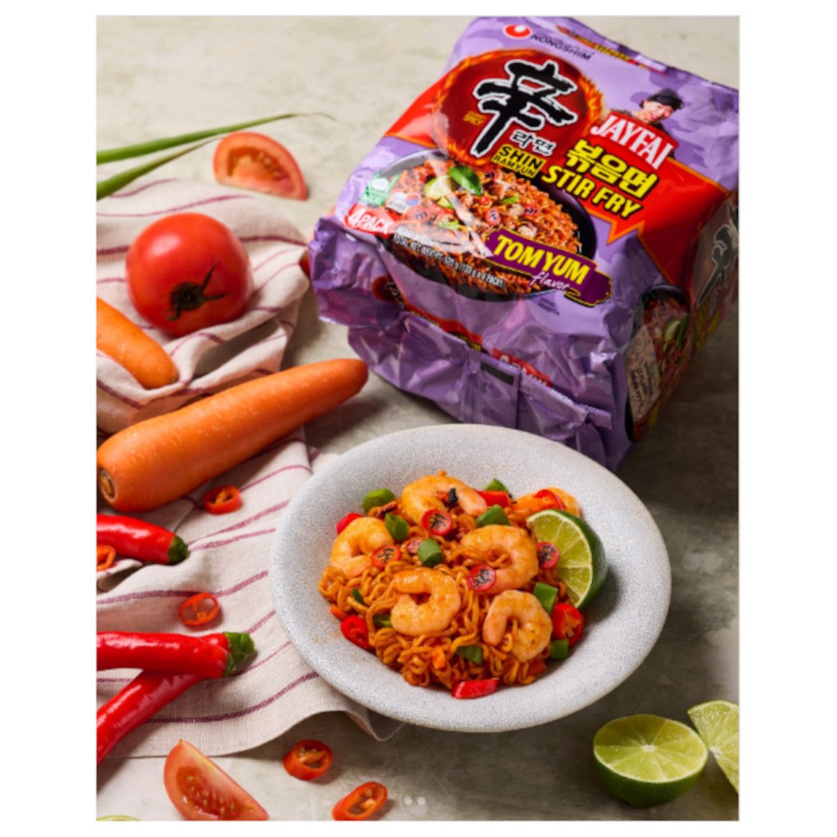 GENERICO - Pack 4u Fideos Ramen Tom Yun Sabor Limon Picante 130gr