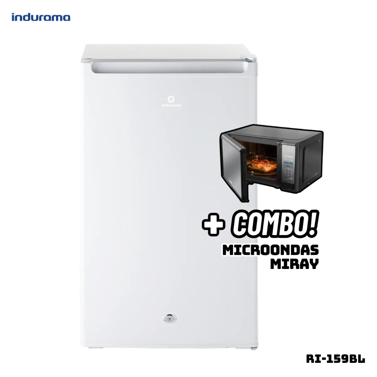 INDURAMA - FRIGOBAR INDURAMA 122 L BLANCO - RI-159BL + MICROONDAS MIRAY HMM-20N