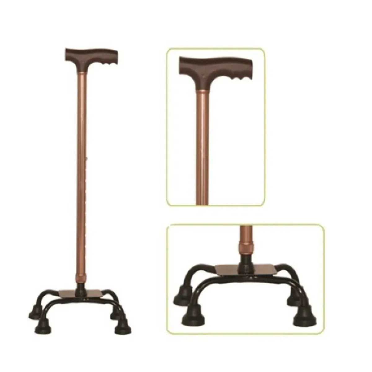 GENERICO - Bastón de 4 Puntas de Aluminio Mango T Bronce