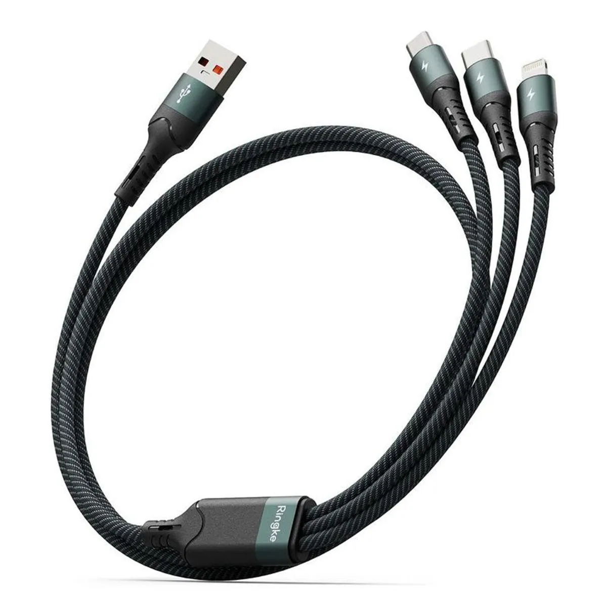 RINGKE - Cable Cargador 3 en 1 USB a USB C Ligthning Micro USB Carga Rapida