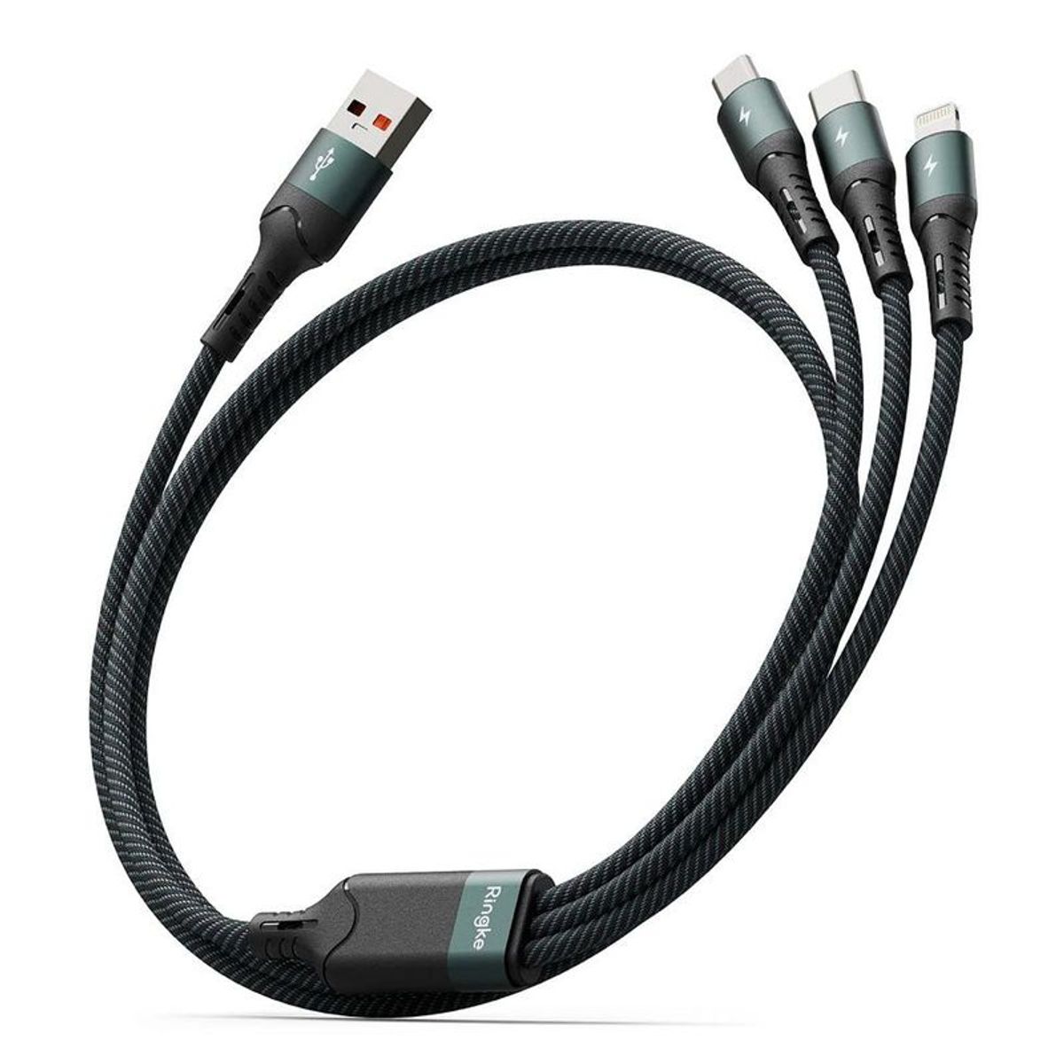 RINGKE - Cable Cargador 3 en 1 USB a USB C Ligthning Micro USB Carga Rapida