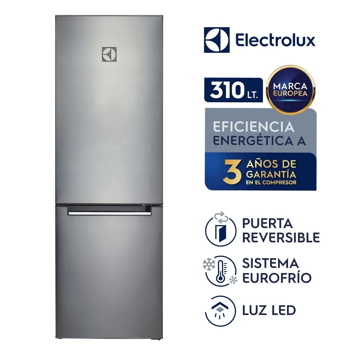 ELECTROLUX - Refrigeradora Bottom Freezer 310 Litros Gris Electrolux ERT32G2KSQS