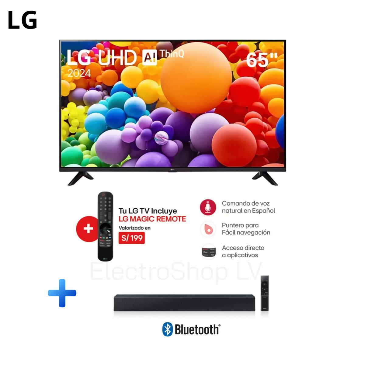 LG - TELEVISOR LG 65 4K SMART TV UHD 65UT7300 + BARRA DE SONIDO