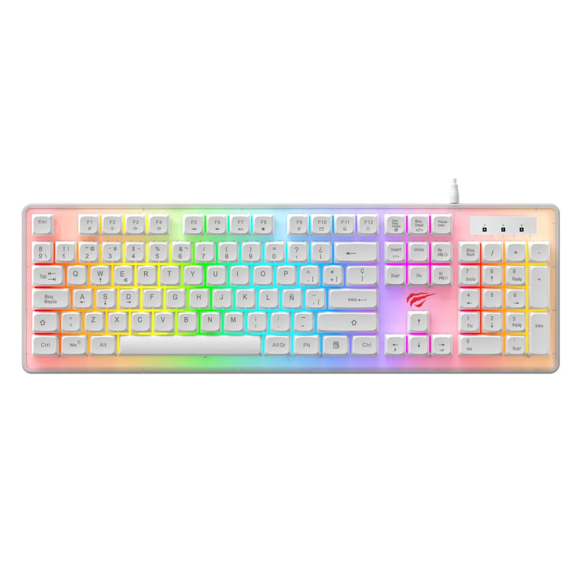 HAVIT - Teclado Gamer Alámbrico Havit KB876L-SP Gamenote RGB Blanco