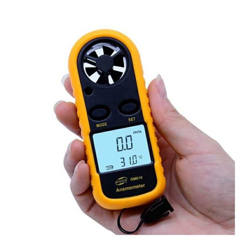 GENERICO - Anemómetro Digital medidor de temperatura y velocidad del viento GM816 - Hosal