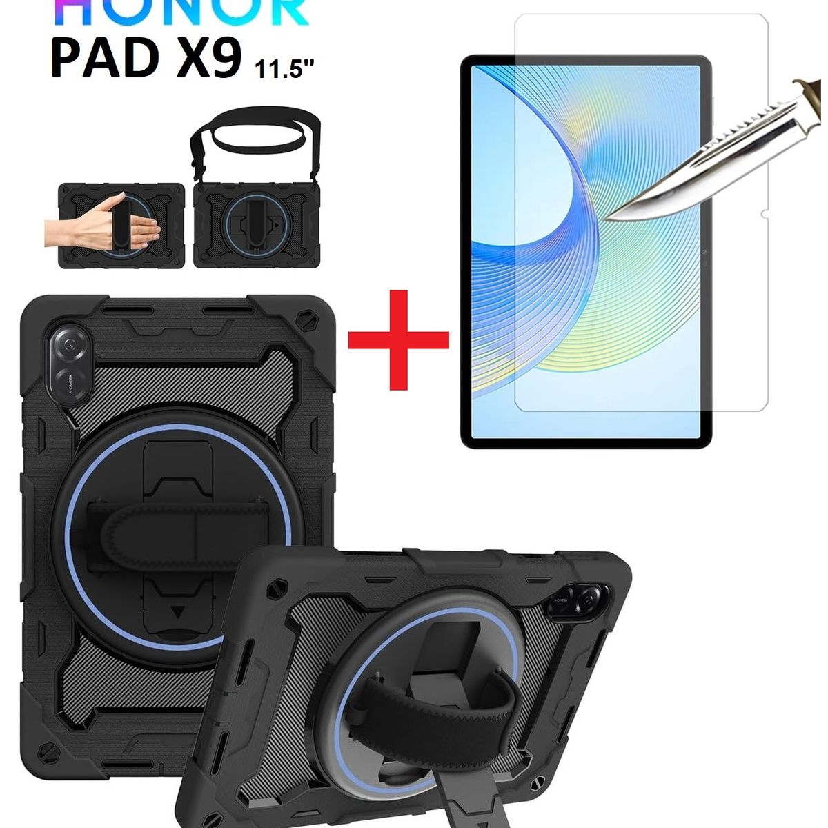 GENERICO - Funda Armor + Mica de Vidrio para Honor Pad X9 11.5 Case AntiGolpes
