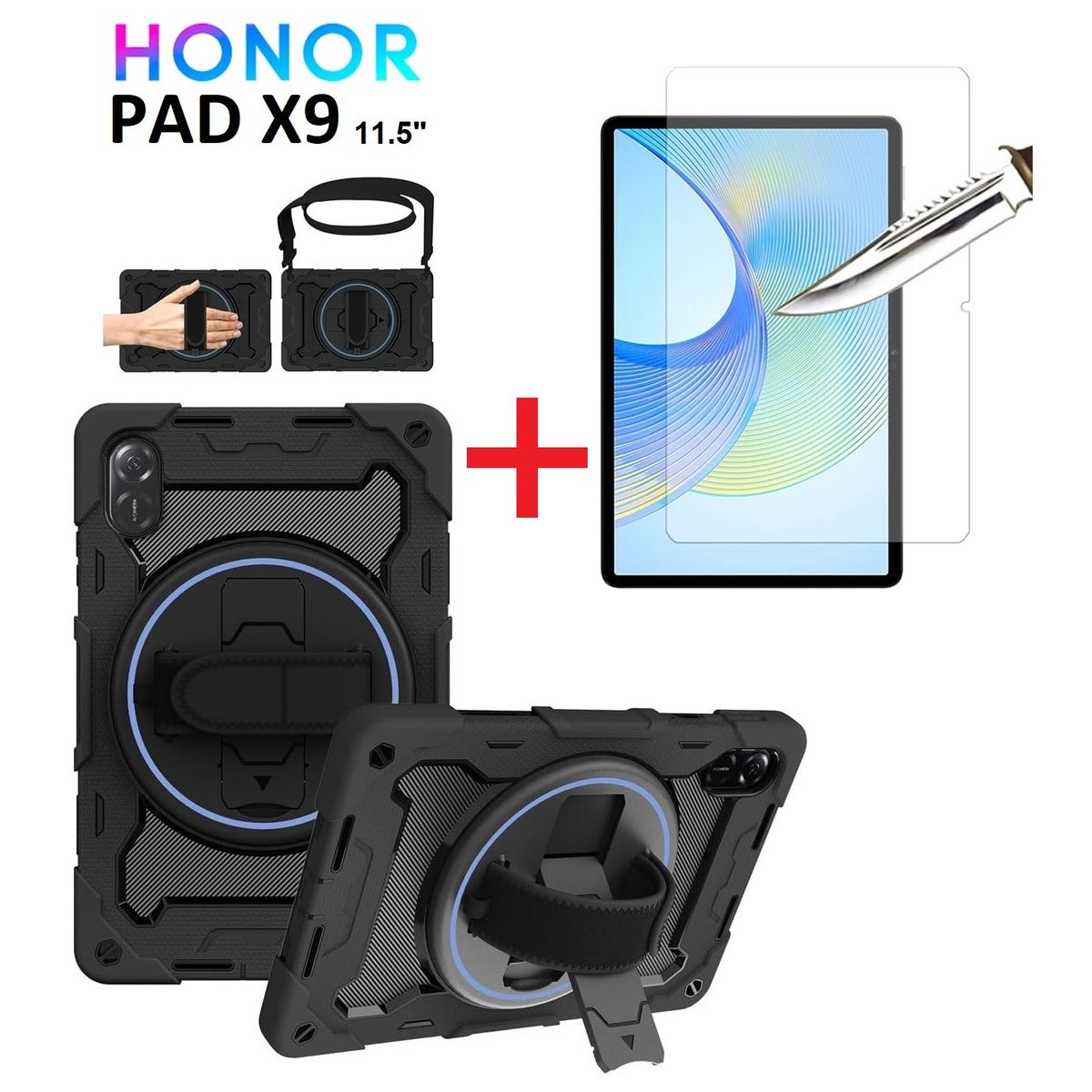 GENERICO - Funda Armor + Mica de Vidrio para Honor Pad X9 11.5 Case AntiGolpes