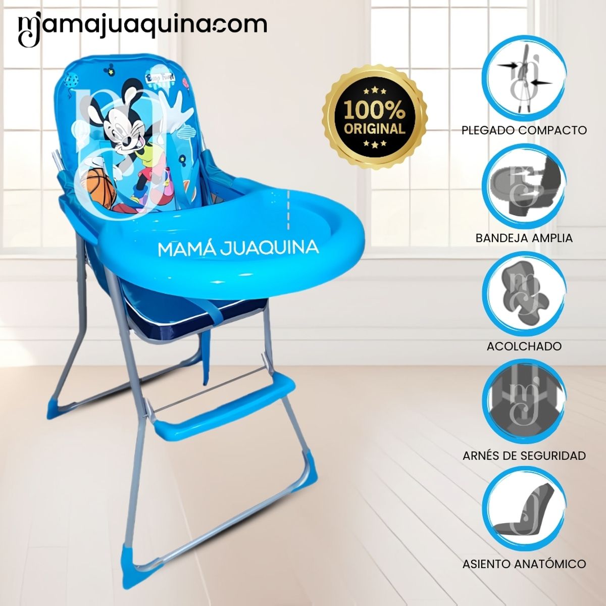 BABY - Silla de Comer Graduable «MICKEY II» Blue
