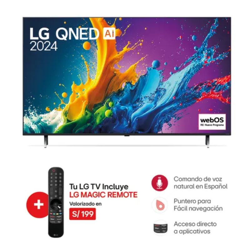 LG - Televisor Smart UHD 4K LG 65 pulgadas 65QNED80TSA QNED