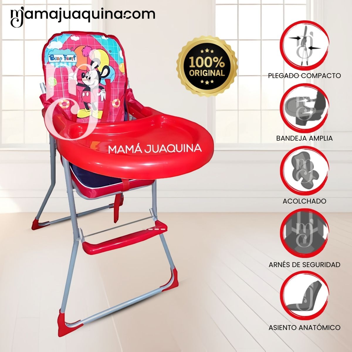 Baby - Silla de Comer Graduable «MICKEY II» Red