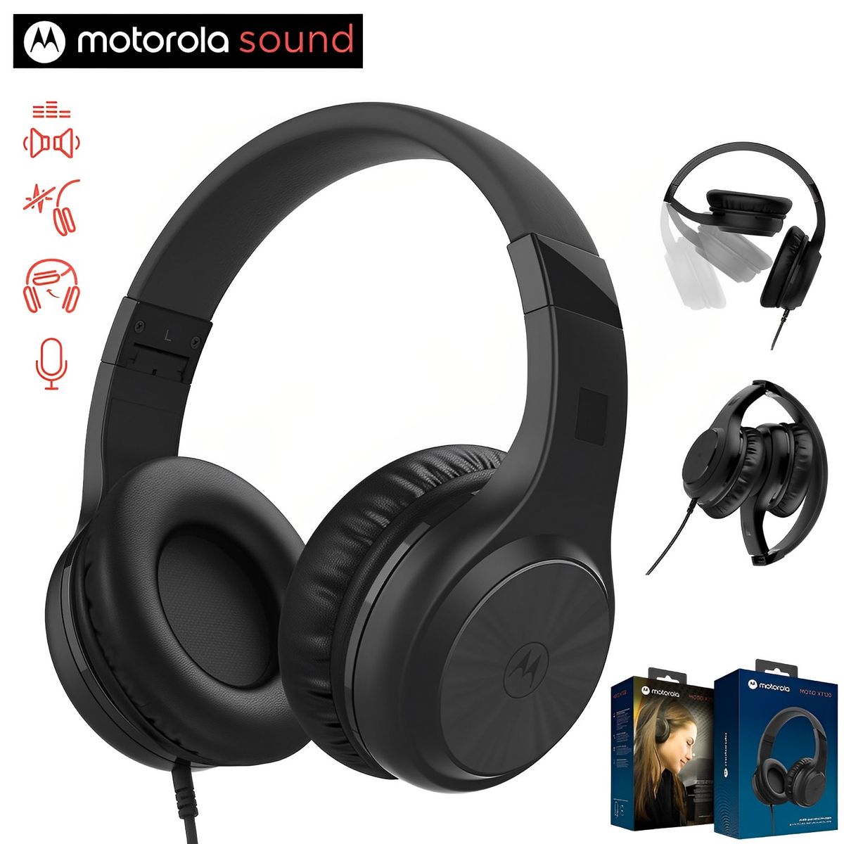 MOTOROLA - Audífono On ear con Mic Motorola XT120 Negro