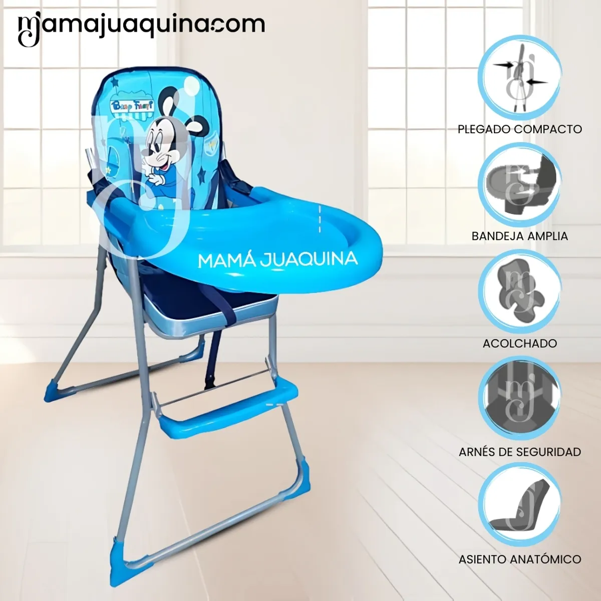 BABY - Silla de Comer Graduable «MICKEY II» Sky Blue