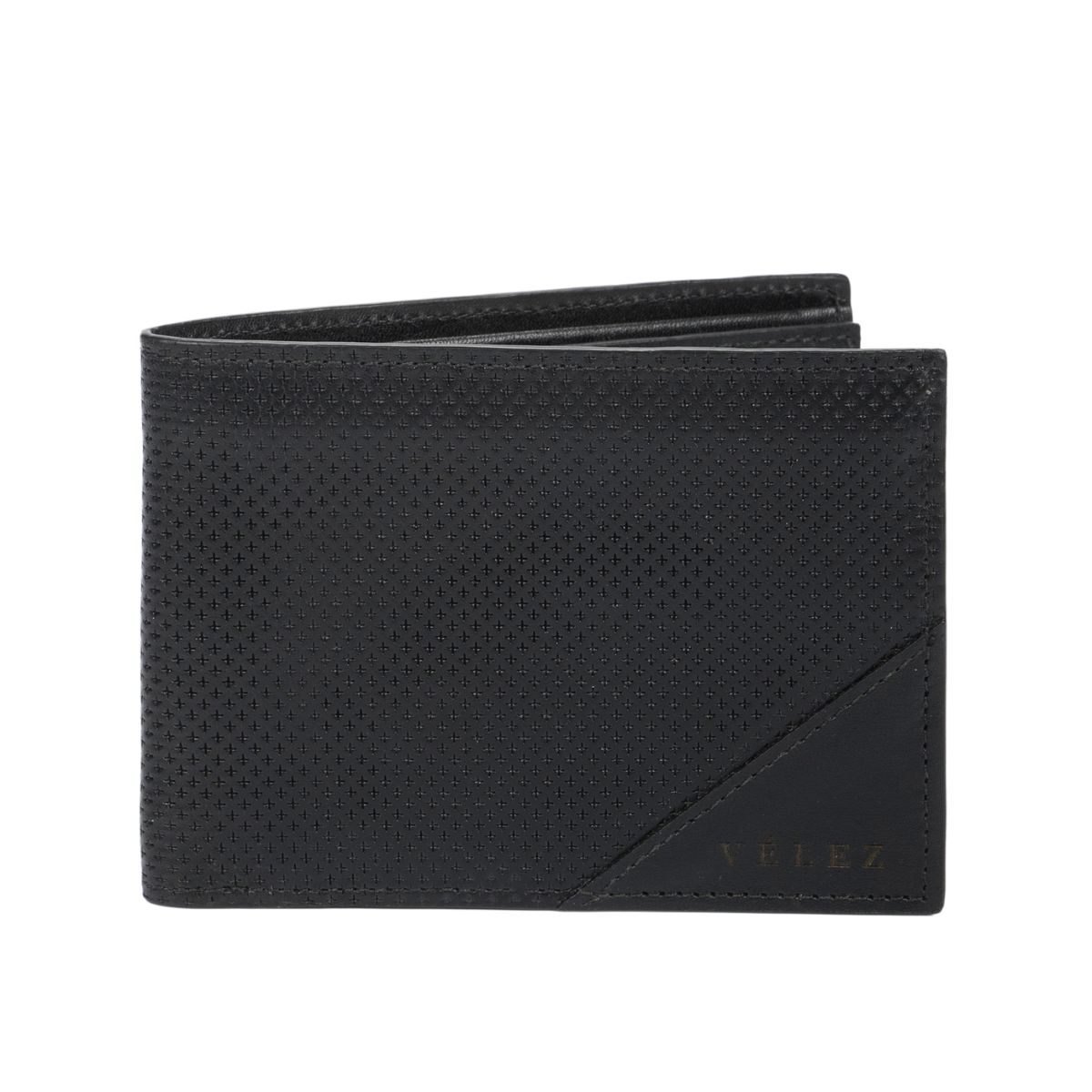 VELEZ - Vélez Billetera Titus De Cuero Hombre Grabado Cruces Negro