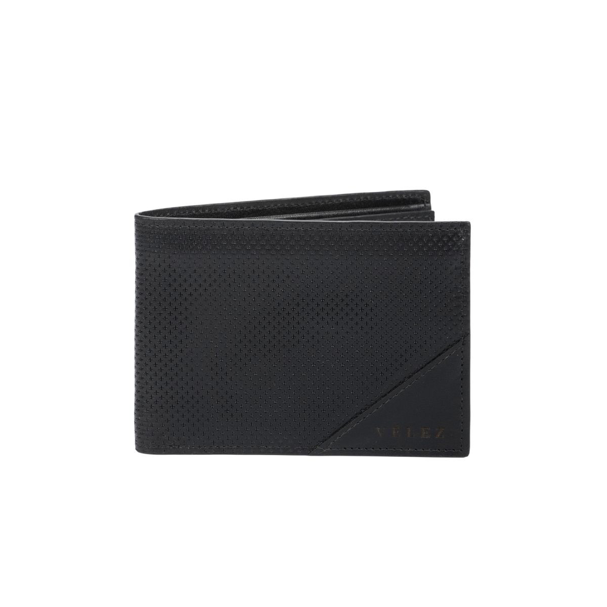 VELEZ - Vélez Billetera Titus De Cuero Hombre Grabado Cruces Negro