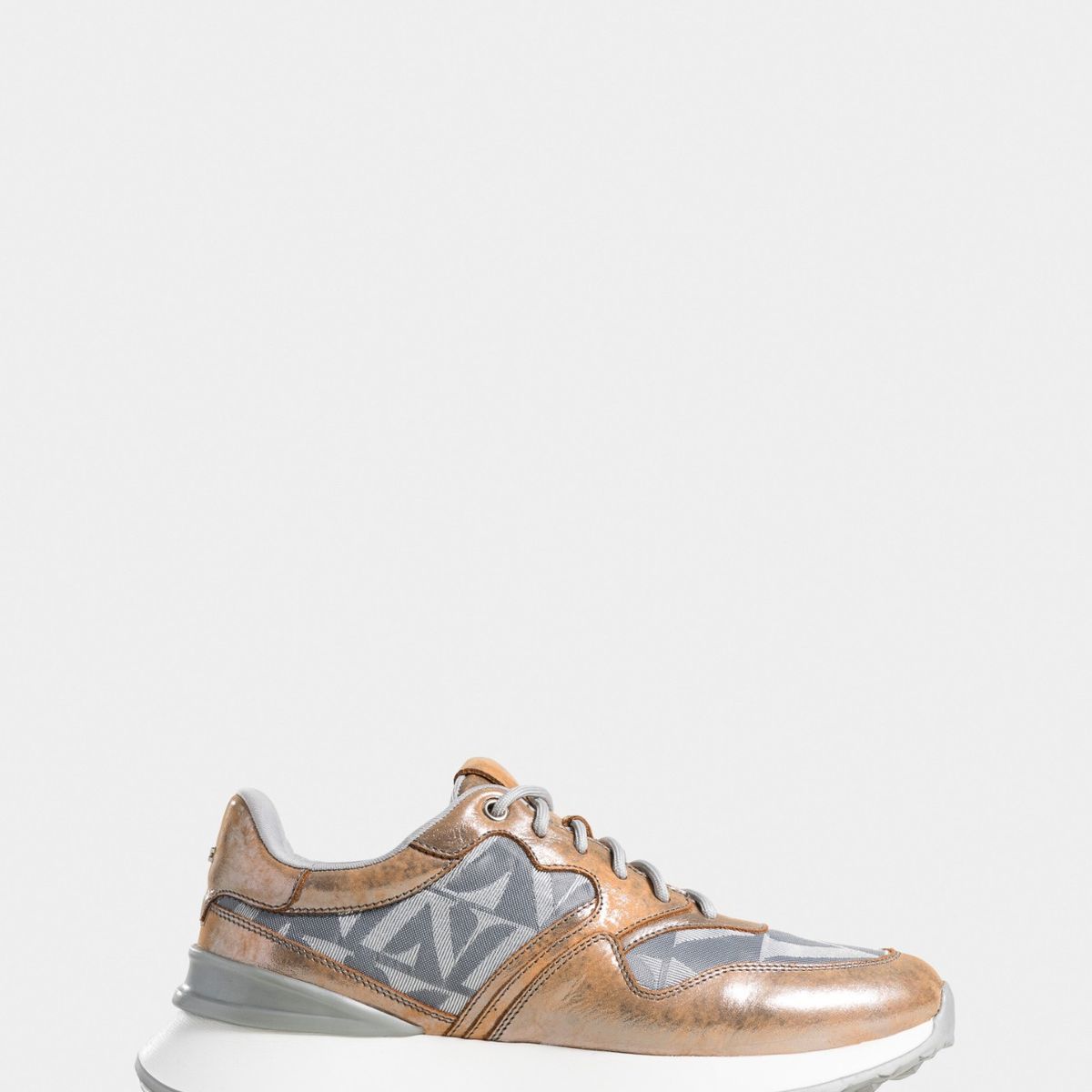 VELEZ - Vélez Zapatillas Garda Cuero Mujer Detalles Lona Plata