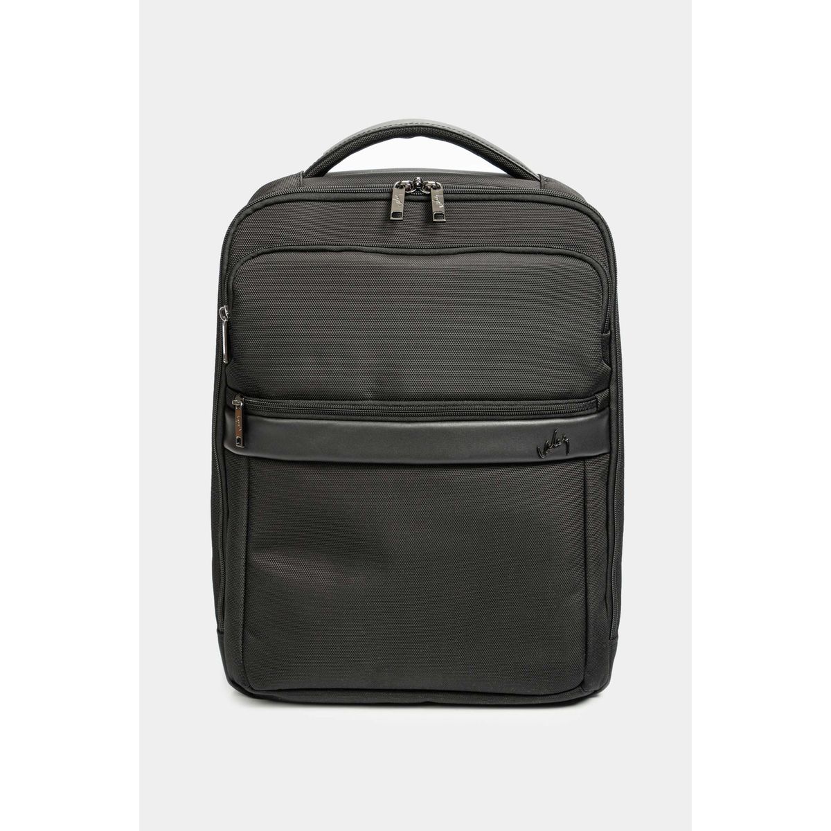 VELEZ - Vélez Mochila Cuero Y Lona Hombre Bolsillos Frontales Negro