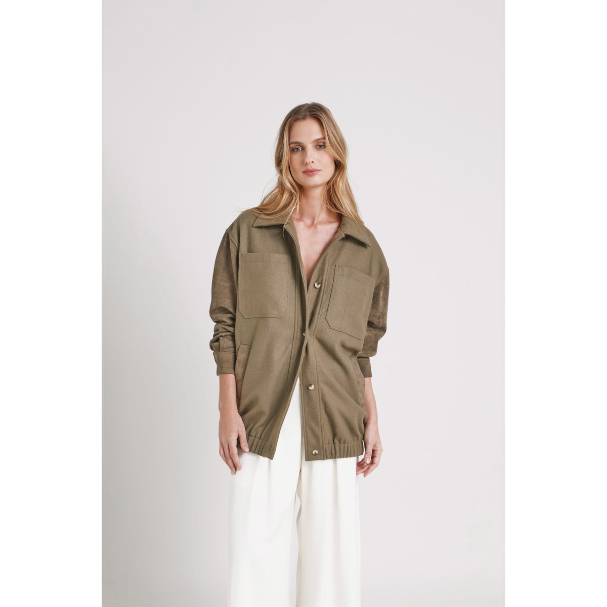 VELEZ - Vélez Casaca Bomber Aurora Mujer Detalles Gamuza Verde Oliva