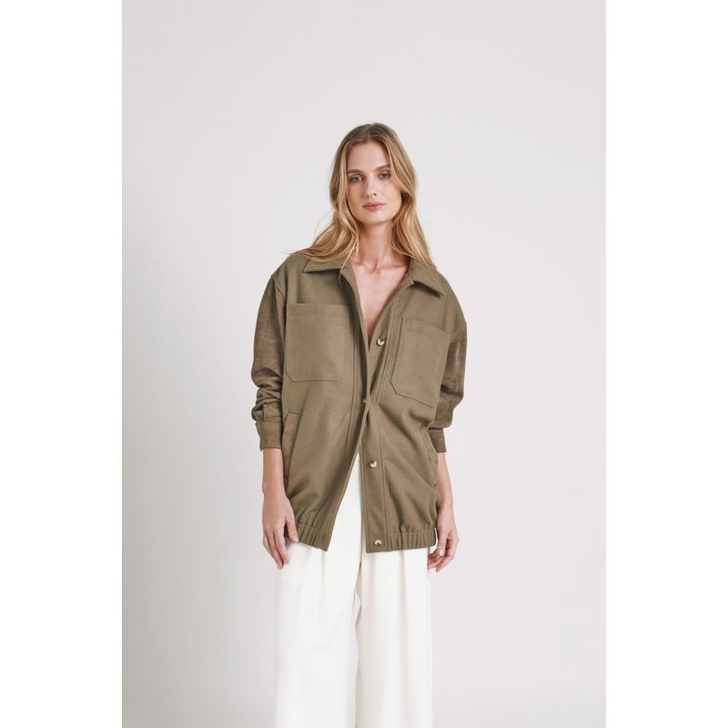 VELEZ - Vélez Casaca Bomber Aurora Mujer Detalles Gamuza Verde Oliva