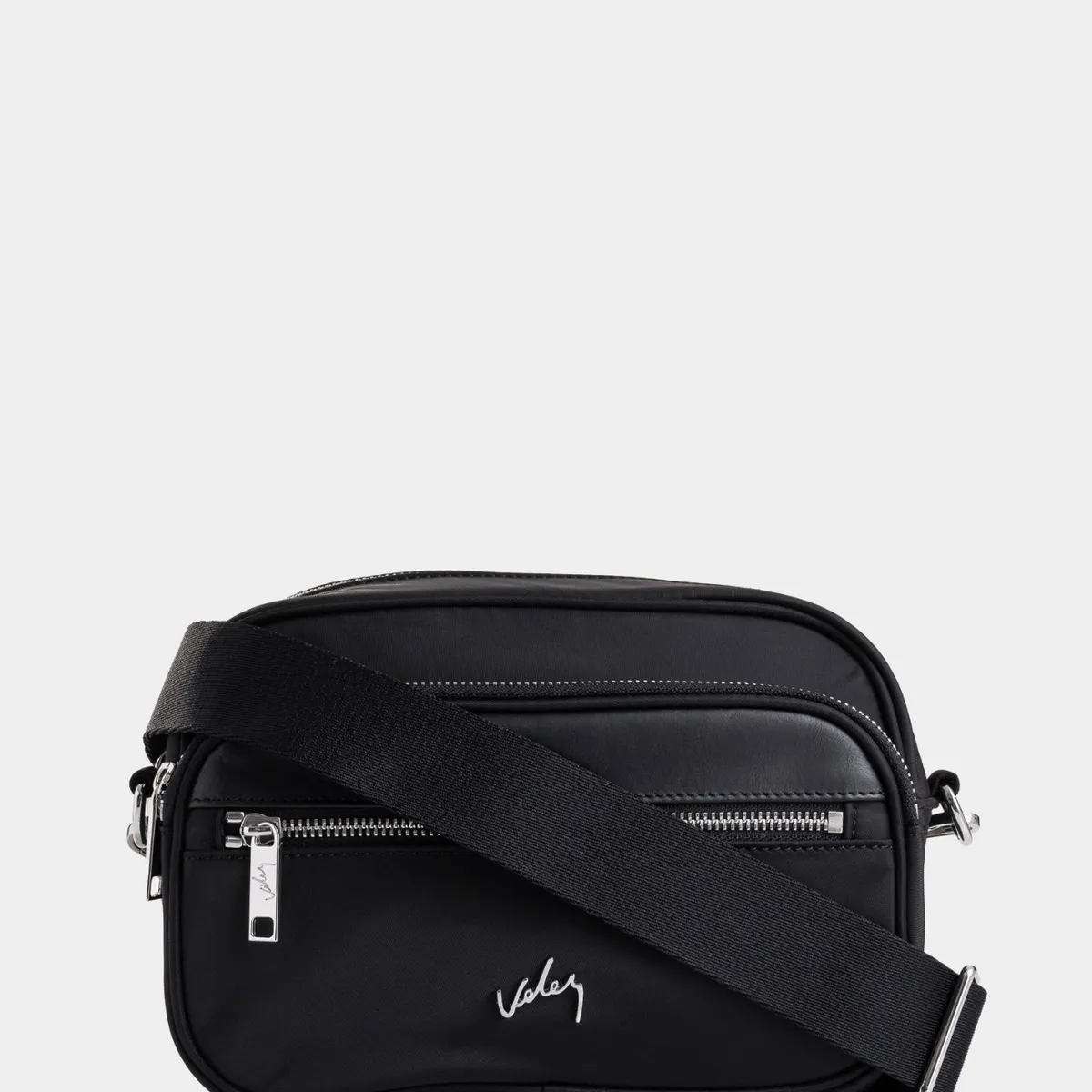 VELEZ - Vélez Morral Camelia En Lona Para Mujer Detalle Cuero Negro