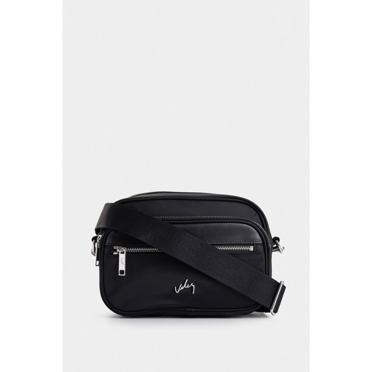 VELEZ - Vélez Morral Camelia En Lona Para Mujer Detalle Cuero Negro