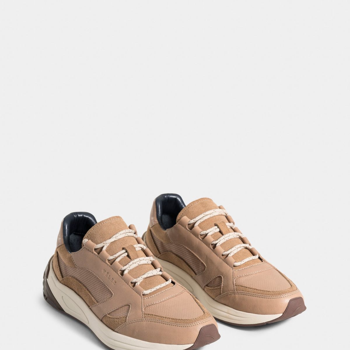 VELEZ - Vélez Zapatillas Bombay Cuero Liso Y Gamuzado Hombre Arena