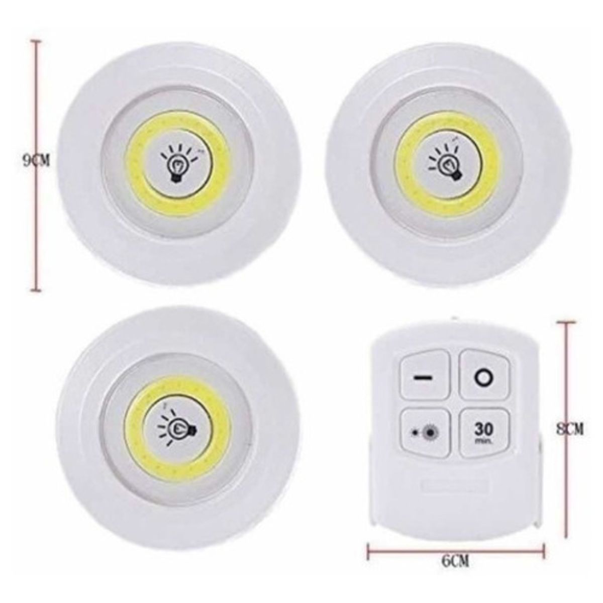 GENERICO - SET 3 FOCOS LED INALAMBRICO CON CONTROL REMOTO