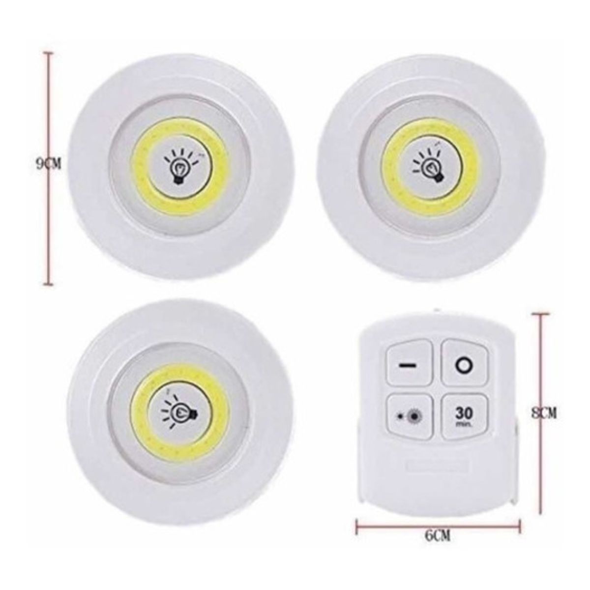 GENERICO - SET 3 FOCOS LED INALAMBRICO CON CONTROL REMOTO