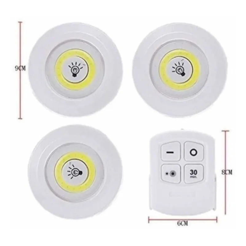 GENERICO - SET 3 FOCOS LED INALAMBRICO CON CONTROL REMOTO