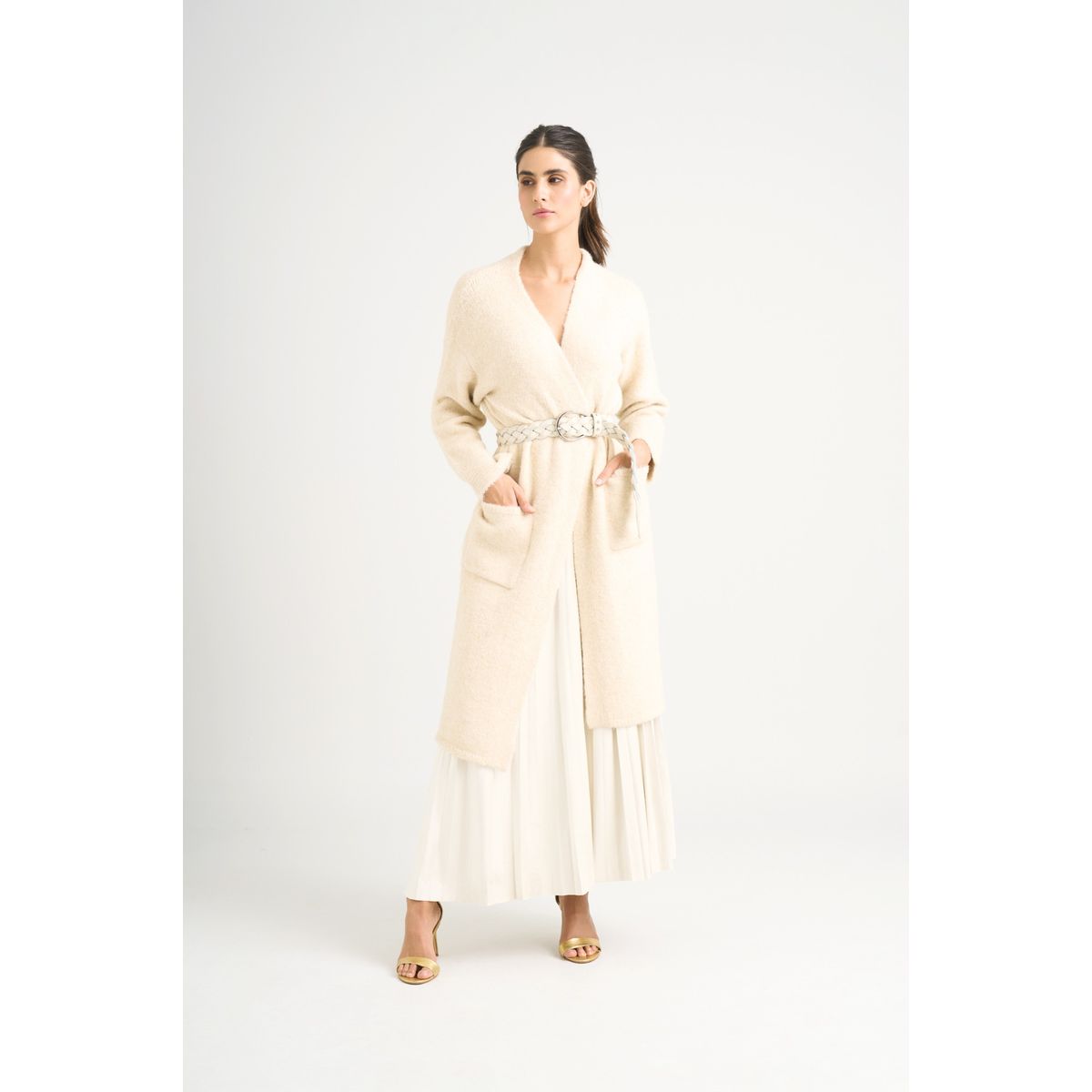 VELEZ - Vélez Cardigan Caval Tejido Mujer Abertura Costados Crema