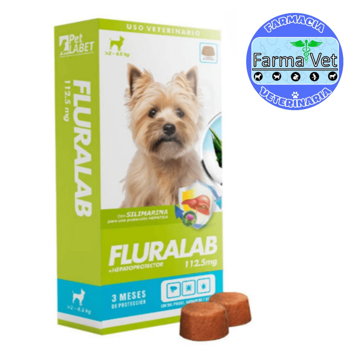 GENERICO - FLURALAB 2 a 4.5KG (3 MESES) Antipulga con hepatoprotector