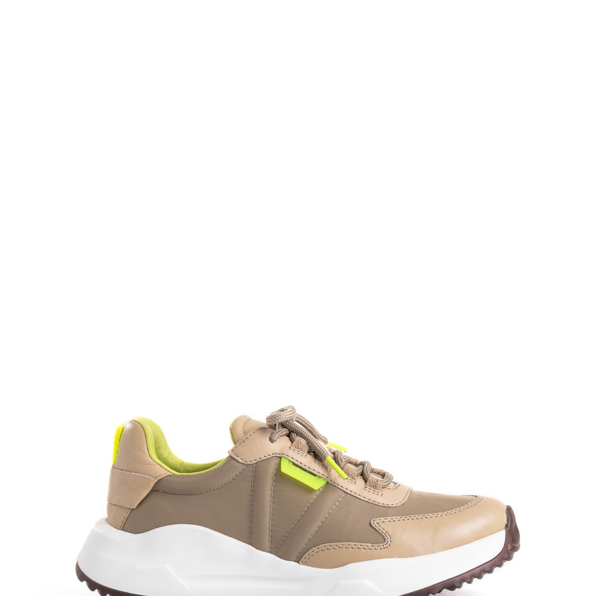 VELEZ - Vélez Zapatillas Viena Cuero Mujer Detalle Neón Arena