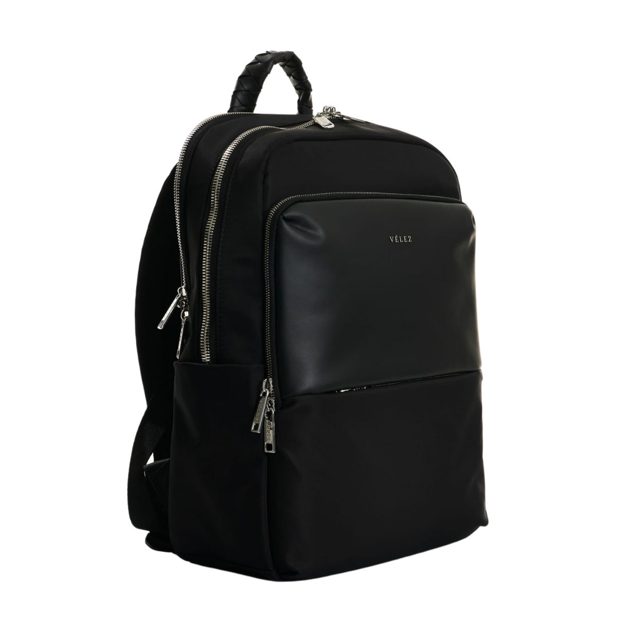 VELEZ - Vélez Mochila Marfilo Cuero Mujer Manija Trenzada Negro