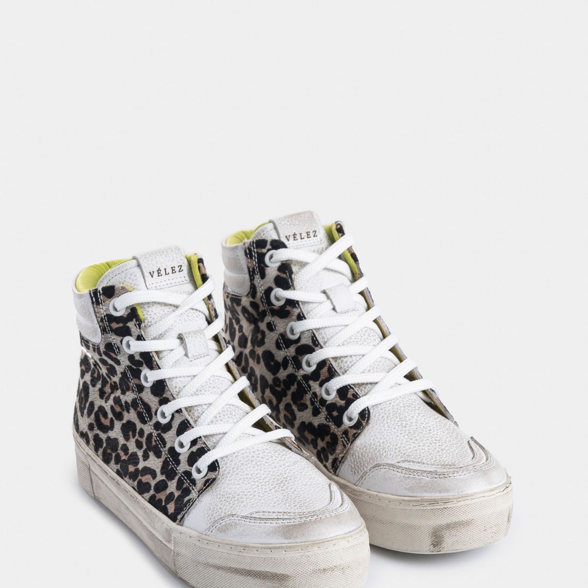 Velez - Vélez Zapatillas Alba Cuero Mujer Animal Print Blanco