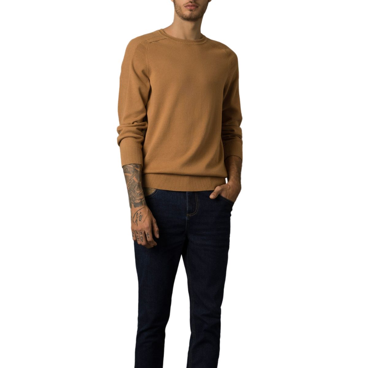 VELEZ - Vélez Sweater Tejido En Algodón Hombre Manga Ranglan Miel