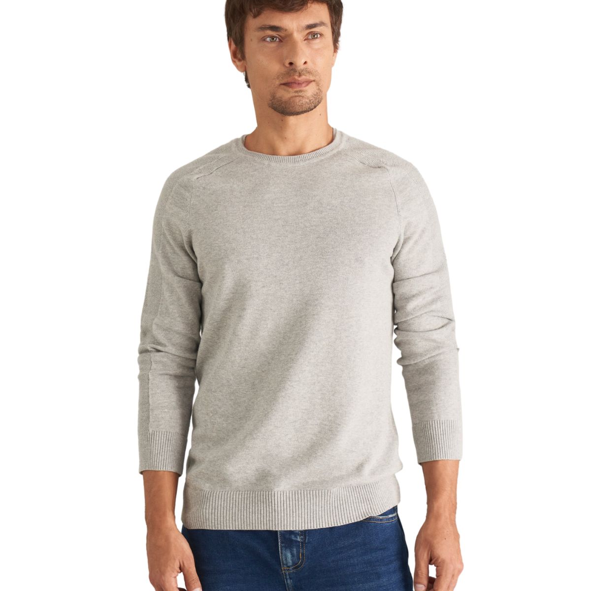 VELEZ - Vélez Sweater Tejido En Algodón Hombre Manga Ranglan Gris