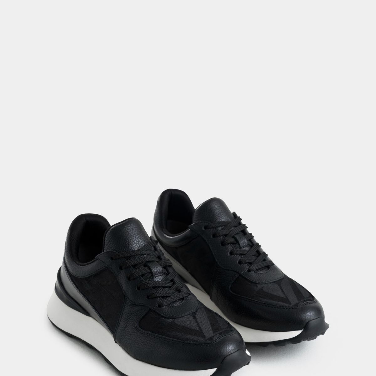 VELEZ - Vélez Zapatillas Jacinto Cuero Y Lona Mujer Monogram Negro