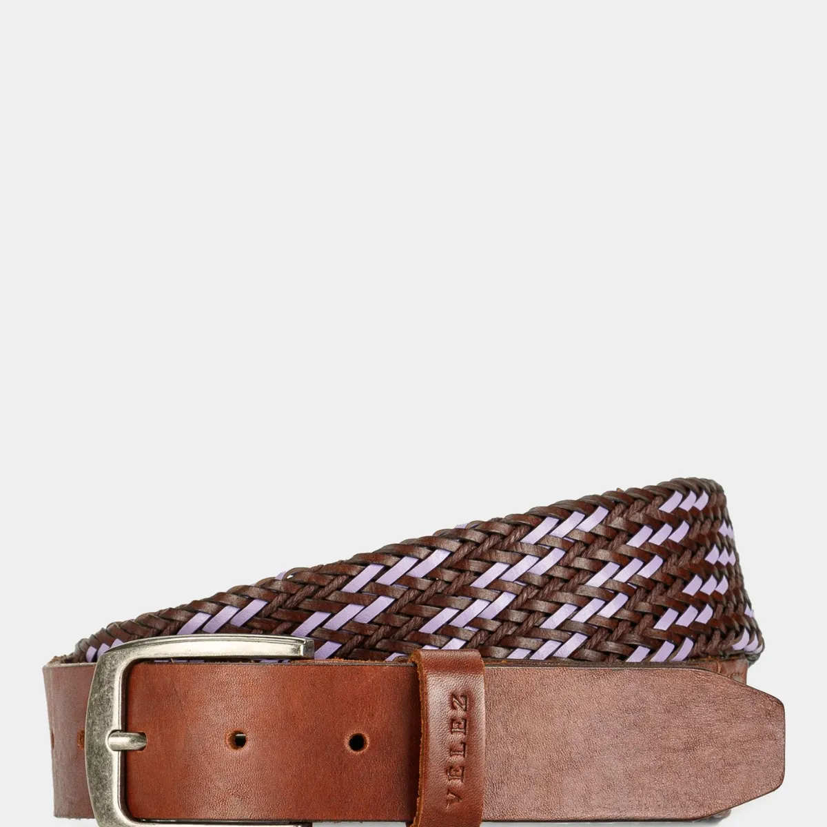 Velez - Vélez Cinturón Unifaz Cuero Y Cordón Hombre Ciruela Brandy