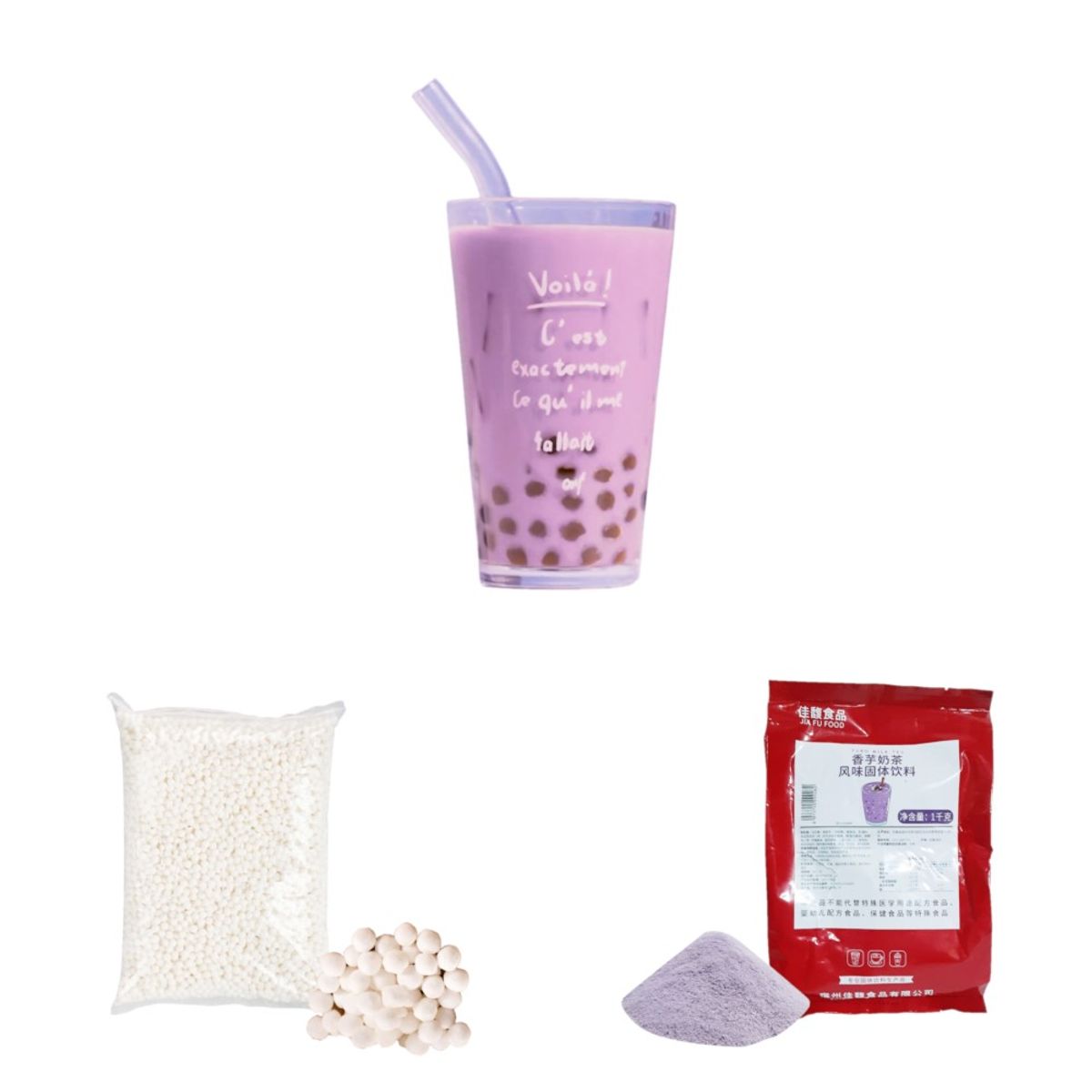GENERICO - Pack Bubble Tea 2u Taro y Perlas de Tapioca Blanca