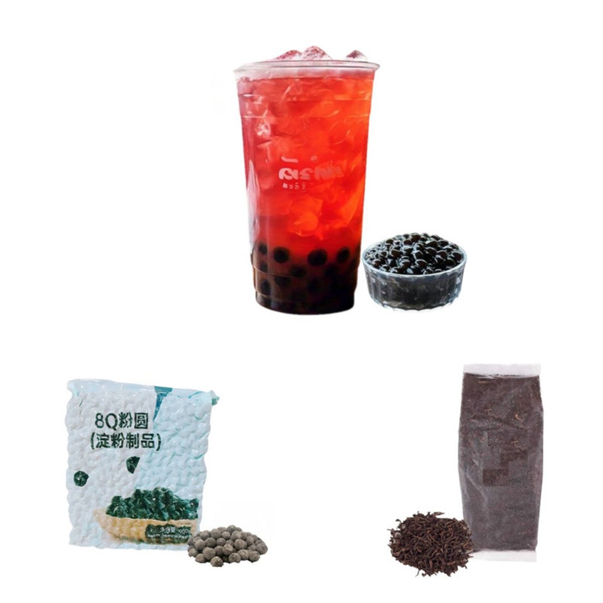 GENERICO - Pack Bubble Tea 2u Te Rojo y Perlas de Tapioca Negro