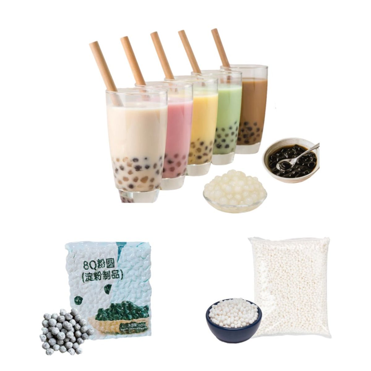 GENERICO - Pack Perlas de Almidon de Tapioca Negro y Blanco 2pza