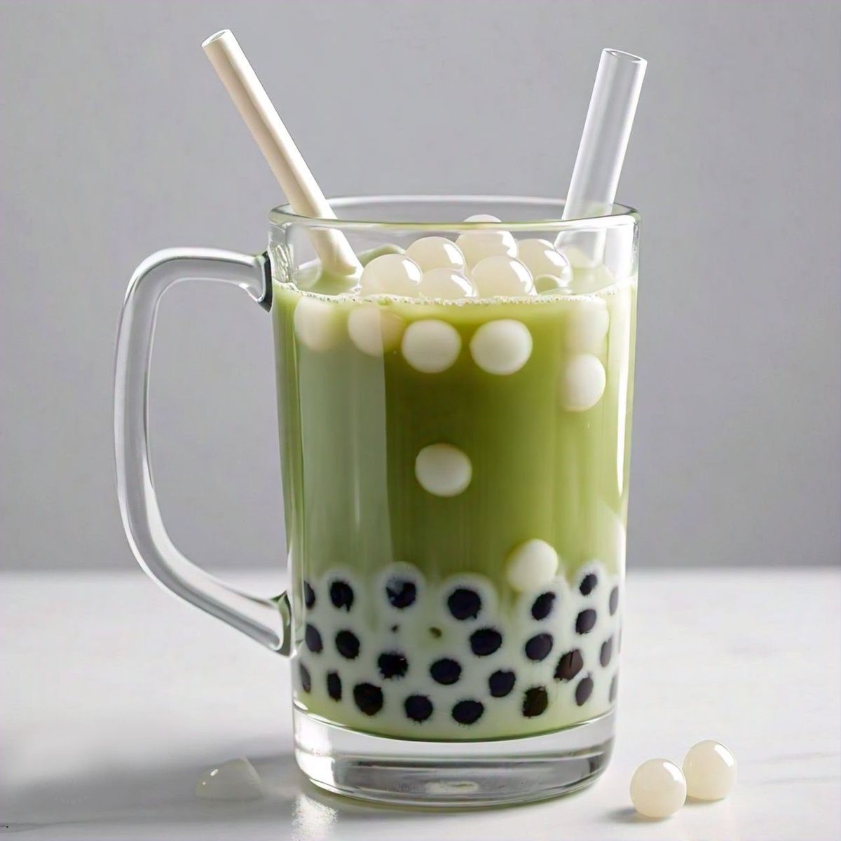 GENERICO - Pack Bubble Tea 3u Matcha Perlas de Tapioca Negro y Blanco