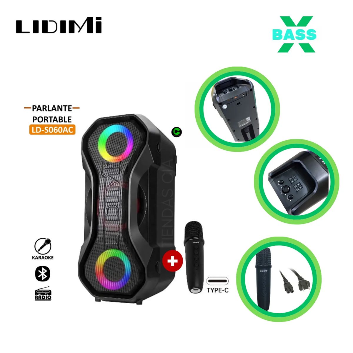 LIDIMI - Parlante LIDIMI LD-S060AC Karaoke X-BASS