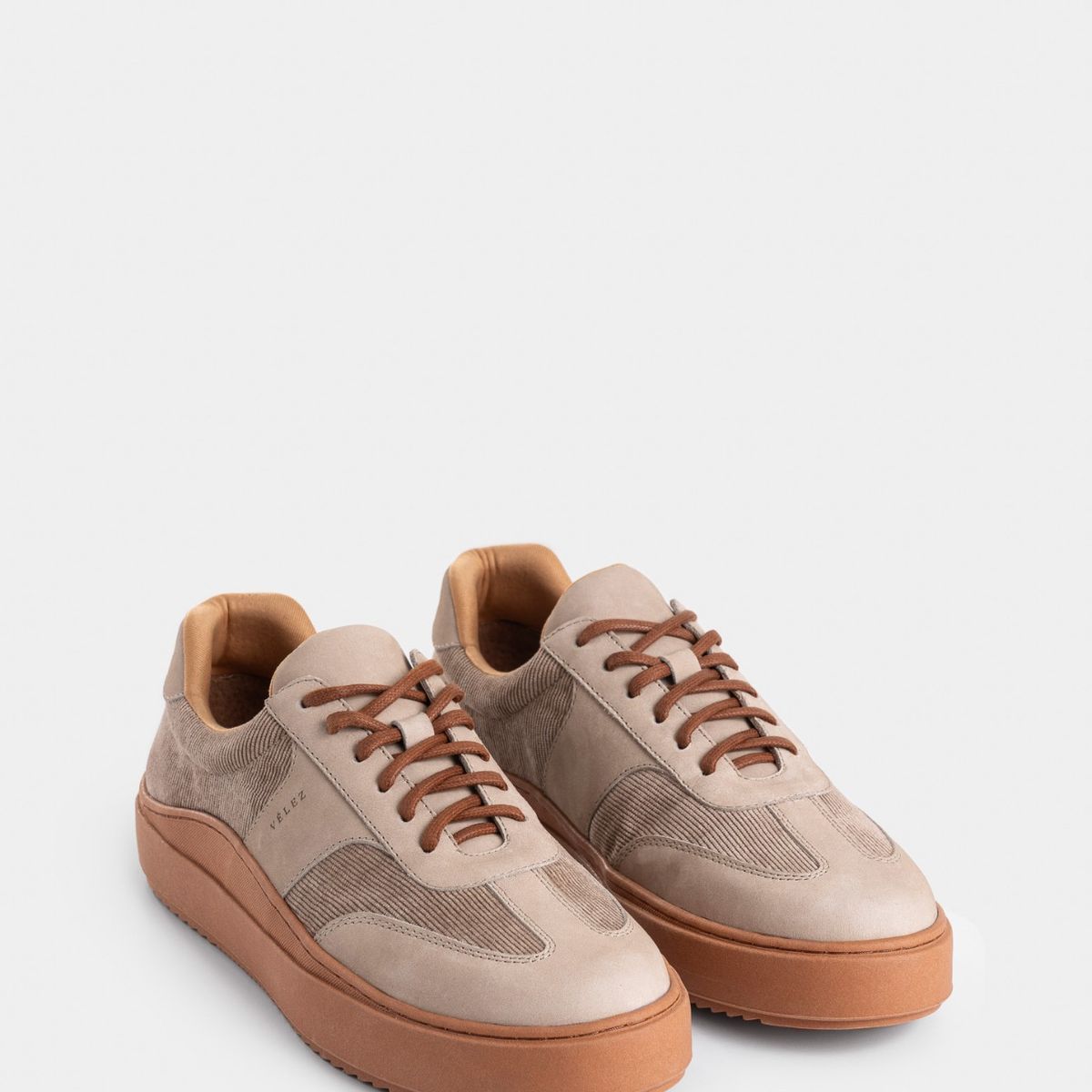 VELEZ - Vélez Zapatillas Clima En Corduroy Y Cuero Hombre Arena