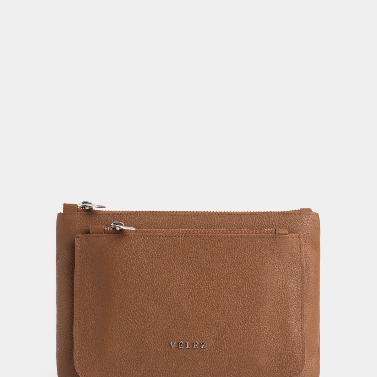 VELEZ - Vélez Neceser Arándano De Cuero Mujer Doble Bolsillo Miel